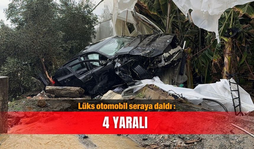 Lüks otomobil seraya daldı: 4 yaralı