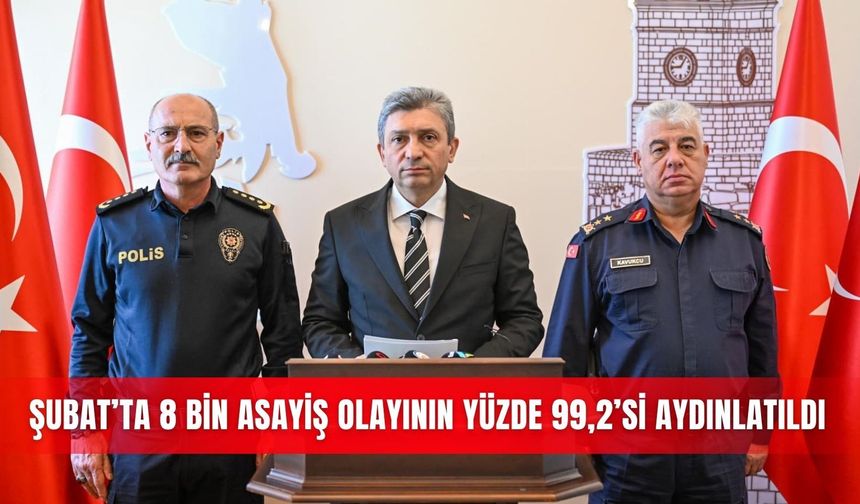 Şubat ayında meydana gelen 8 bin asayiş olayının yüzde 99,2’si aydınlatıldı