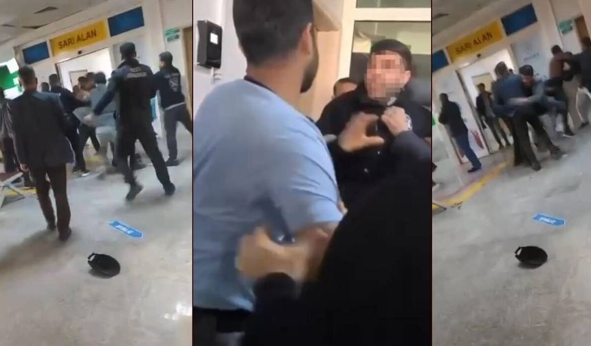 Hastane acilinde kavga kamerada