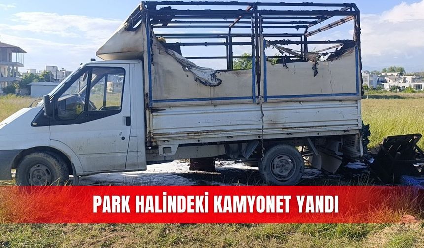 Park halindeki kamyonet yandı