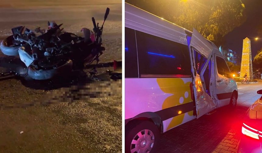 Minibüs ile çarpışan motosikletin Rus sürücüsü hayatını kaybetti