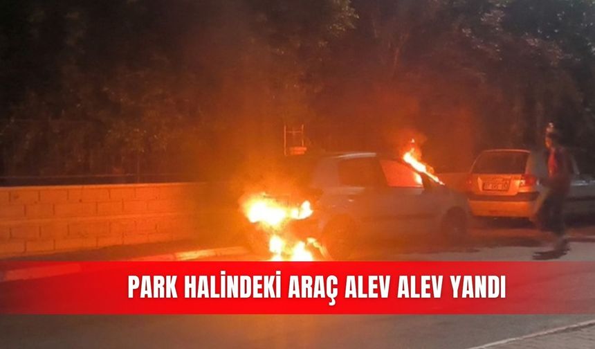 Park halindeki araç alev alev yandı
