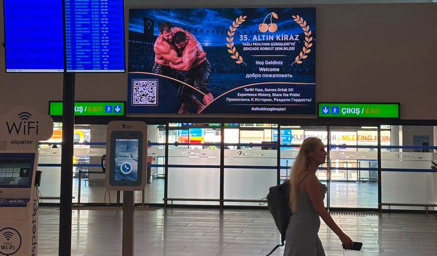 Altın Kiraz güreşlerinin tanıtımı Antalya Havalimanı'na taşındı