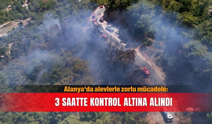 Alanya'da alevlerle zorlu mücadele: 3 saatte kontrol altına alındı