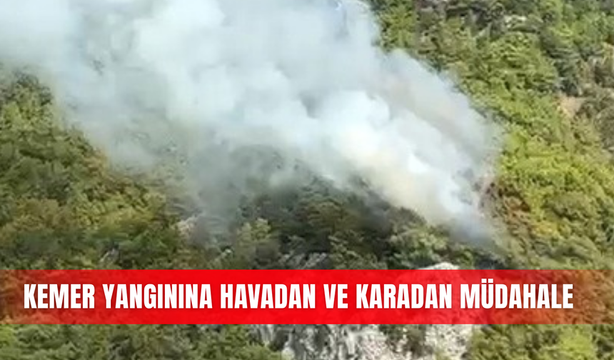 Kemer yangınına havadan ve karadan müdahale