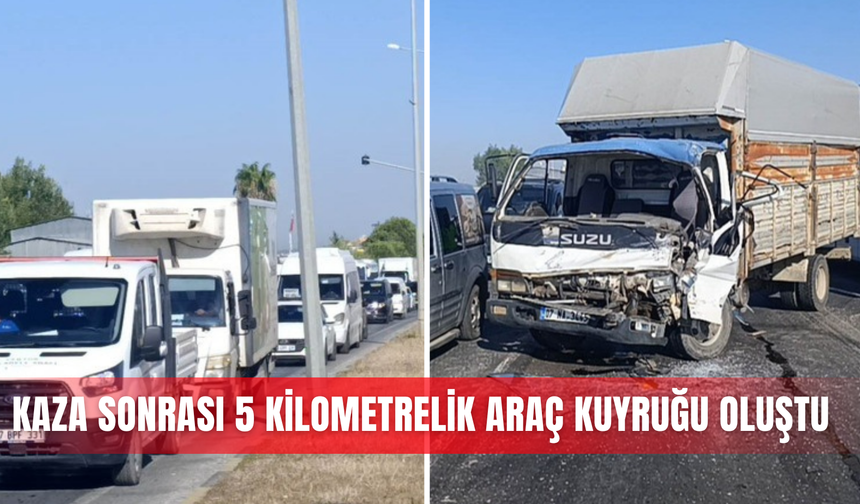 Kaza sonrası 5 kilometrelik araç kuyruğu oluştu