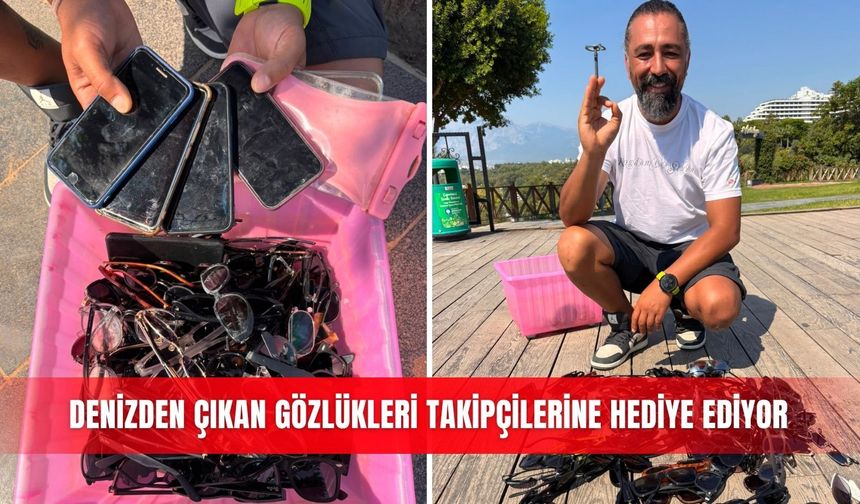 Denizden çıkan gözlükleri takipçilerine hediye ediyor