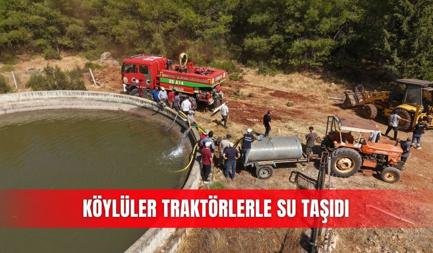 Köylüler traktörlerle su taşıdı