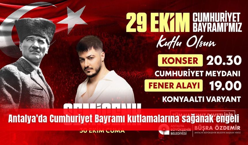 Antalya'da Cumhuriyet Bayramı kutlamalarına sağanak engeli